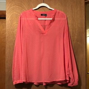 NWOT Sheer a.n.a. Blouse with Gold Embellishment